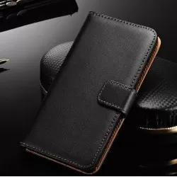 Genuine Leather Wallet Case for Samsung "A" Series - Black
