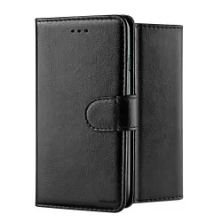 PU Leather Wallet Case (Black) for Huawei - Choice of Models
