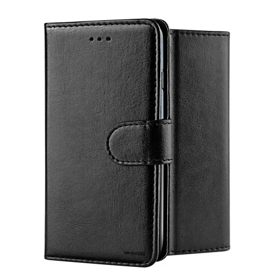 PU Leather Wallet Case (Black) for Huawei - Choice of Models