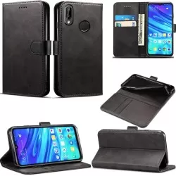 PU Leather Wallet Case (Black) for Huawei - Choice of Models