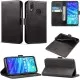 PU Leather Wallet Case (Black) for Huawei - Choice of Models