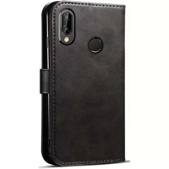 PU Leather Wallet Case (Black) for Huawei - Choice of Models