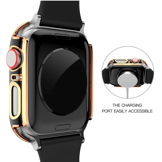 Two-Colour Silicone Plated TPU Waterproof Cover Case for iWatch (Series 4-6, SE) – 40mm and 44mm