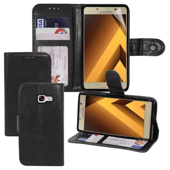 PU Leather Wallet Case for Samsung "A" Series - Black