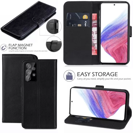 PU Leather Wallet Case for Samsung "A" Series - Black