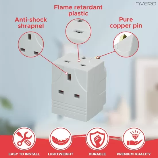 3 Way Gang Multi-Purpose Block Socket Splitter Mains Wall Adaptor UK Plug 13A