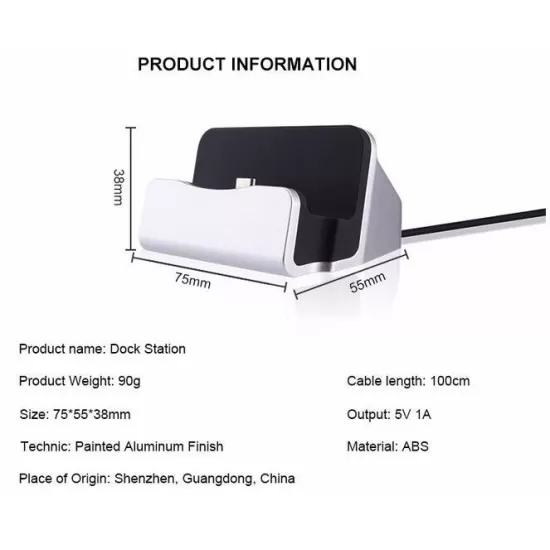 3 in 1 Type C Charger+ Holder+ Sync Data USB-C Charging Dock  