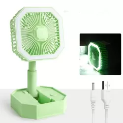 USB Rechargeable Desktop Telescopic LED Light Portable Small Table Fan