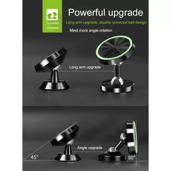 Luminous Metal Alloy Magnetic Rotatable Cellphone Car Mount Dashboard Phone Holder