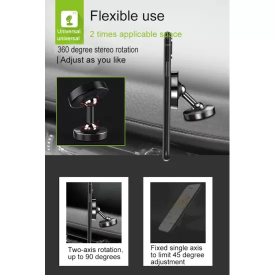 Luminous Metal Alloy Magnetic Rotatable Cellphone Car Mount Dashboard Phone Holder