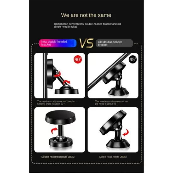 Luminous Metal Alloy Magnetic Rotatable Cellphone Car Mount Dashboard Phone Holder