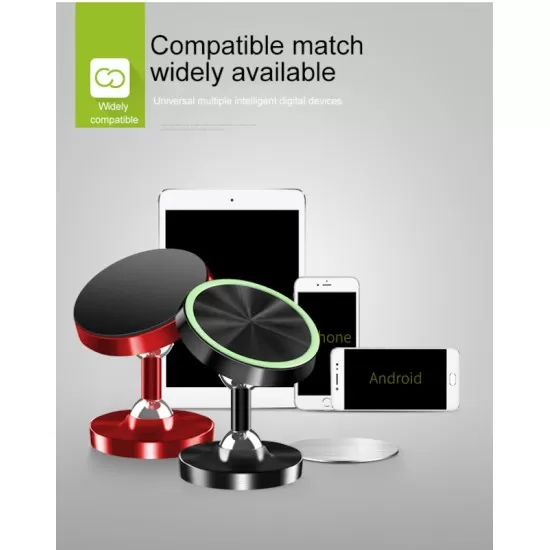 Luminous Metal Alloy Magnetic Rotatable Cellphone Car Mount Dashboard Phone Holder