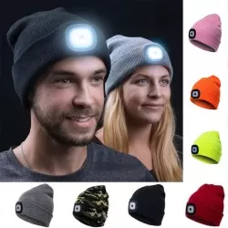 USB Rechargeable LED Light Hat Hands Free Flashlight Cap LED Beanies Knit Hat Keep Warm In Winter For Climbing Fishing Outdoor 