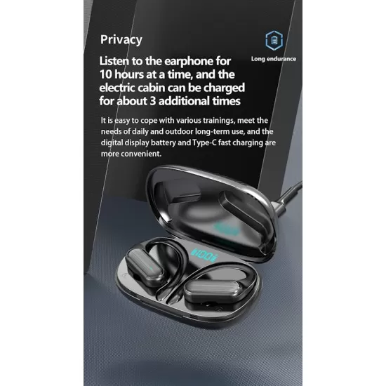 A520 Open-Ear TWS Stereo Running Headphone Air Conduction True Wireless Outdoor Sport Earphone Ear Hook HiFi Headset with Microphone