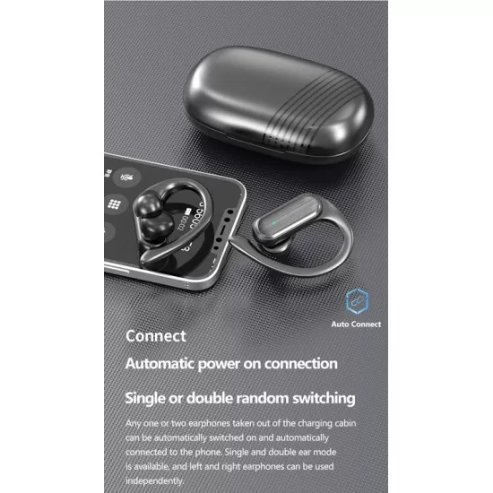 A520 Open-Ear TWS Stereo Running Headphone Air Conduction True Wireless Outdoor Sport Earphone Ear Hook HiFi Headset with Microphone