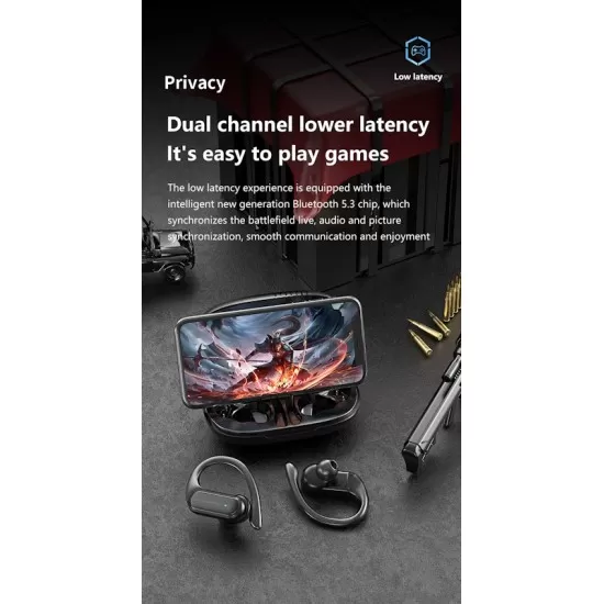 A520 Open-Ear TWS Stereo Running Headphone Air Conduction True Wireless Outdoor Sport Earphone Ear Hook HiFi Headset with Microphone