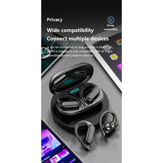 A520 Open-Ear TWS Stereo Running Headphone Air Conduction True Wireless Outdoor Sport Earphone Ear Hook HiFi Headset with Microphone