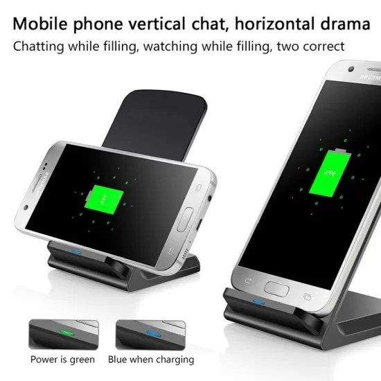 Qi Wireless Charger Double Coiled Desk Stand   