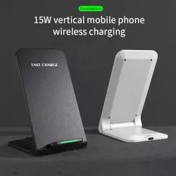 15W Foldable Qi Portable Double Coils Fast Wireless Charger Pad Stand 