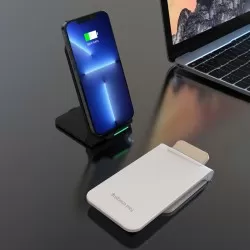 15W Foldable Qi Portable Double Coils Fast Wireless Charger Pad Stand 