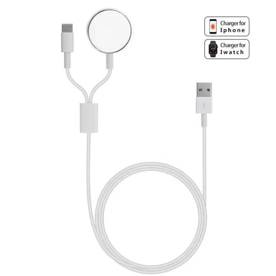 2 in 1 Compact Portable Magnetic Wireless Charger for iWatch and iPhone