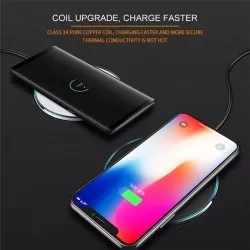 15W Round Aluminum Desktop Fast Wireless Charger with LED Light  (Type-C Port)