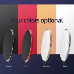 15W Round Aluminum Desktop Fast Wireless Charger with LED Light  (Type-C Port)