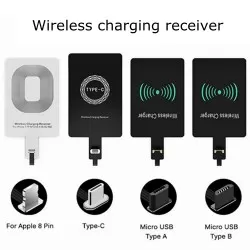 Qi Standard Wireless Charger Receiver for iPhone /Type-C/Micro usb