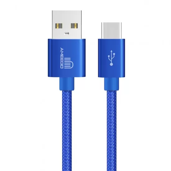 Nylon Braided Fast Charging USB Data Cable for Type-C Connector Wire 1M 2M 3M in 11 Colours   