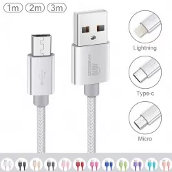 Nylon Braided Fast Charging USB Data Cable for Micro USB Wire Long 1M 2M 3M in 11 Colours   