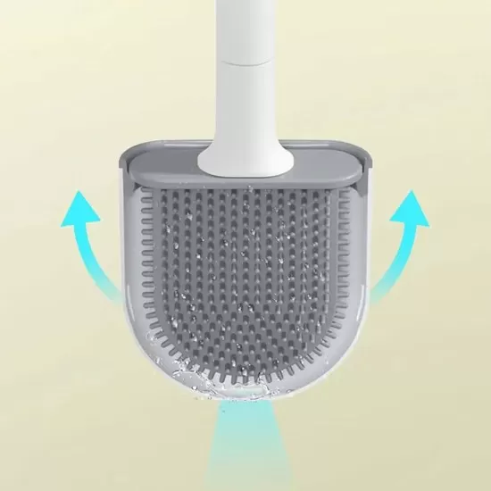 Silicone Toilet Brush with Toilet Brush Holder Wall-Mounted Cleaning Brush Set