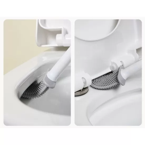 Silicone Toilet Brush with Toilet Brush Holder Wall-Mounted Cleaning Brush Set
