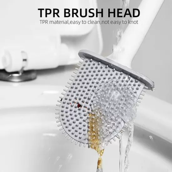 Silicone Toilet Brush with Toilet Brush Holder Wall-Mounted Cleaning Brush Set