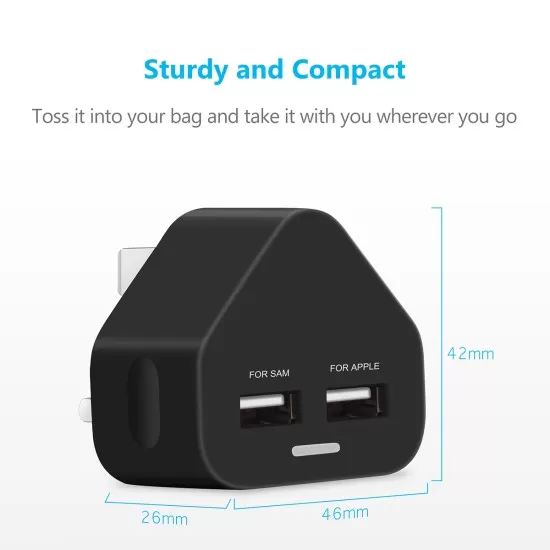 Dual USB Mains Charger 2A