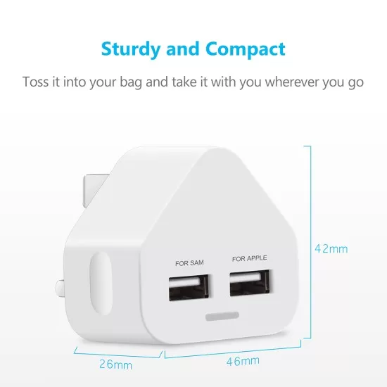 Dual USB Mains Charger 2A