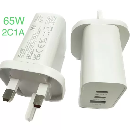 QC4.0 PD3.0 USB-C 65W  Fast Charging 2C1A 3Ports GAN Charger