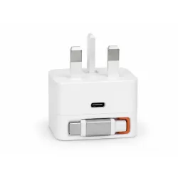 AMEEGO 30W GaN UK Charger with Retractable USB-C Cable & USB-C Port