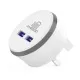 Round Dual USB Mains Charger 3A (Black/White)