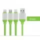 TPE Rubber 3 in 1 Data Cable - Type C, 8 Pin and Micro USB - 1.2m 
