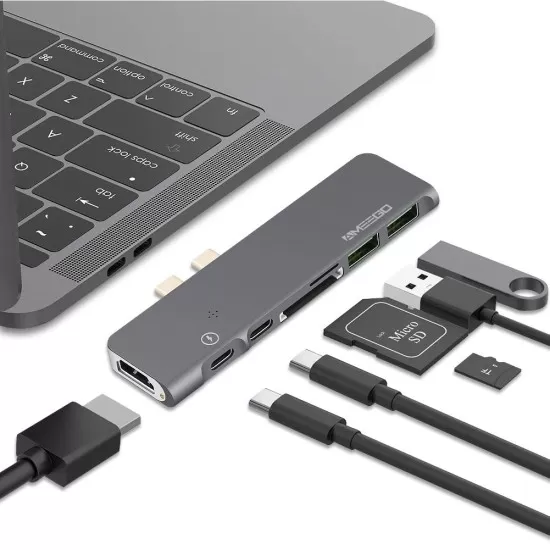 7 in1 HUB Dual USB/Type C Connector to USB 3.0 Extension Dock Convertor