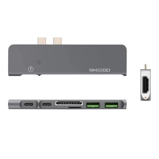 7 in1 HUB Dual USB/Type C Connector to USB 3.0 Extension Dock Convertor