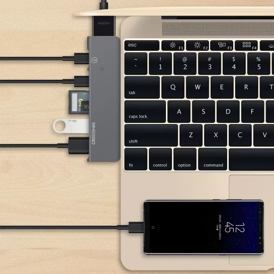 7 in1 HUB Dual USB/Type C Connector to USB 3.0 Extension Dock Convertor