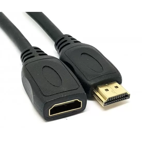 HDMI Male to Female Gold Plated Extension Cable - Black 