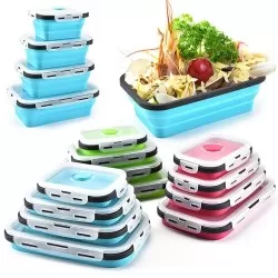 Silicone Lunch Box Foldable Microwave Oven Bento Lunchbox Kitchen Home School Picnic Camping Food Storage Container 