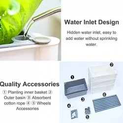 3 Tier Planter Beds on Wheels - White/Grey