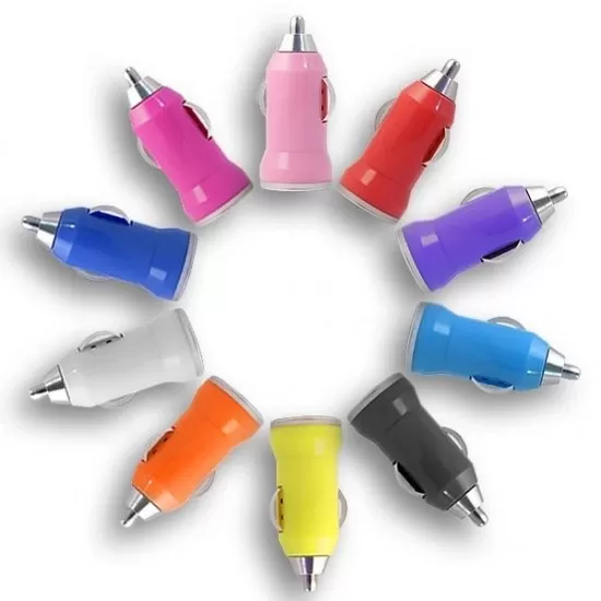 1A Model Phone Power Car Adapter USB Mini Universal Car Charger in 9 Colours