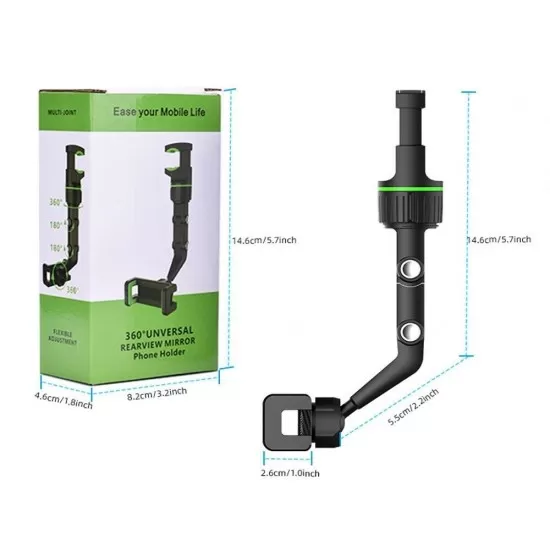 360° Rotation Adjustable Rearview Mirror Mount Phone Holder