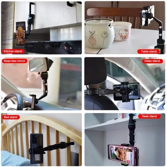 360° Rotation Adjustable Rearview Mirror Mount Phone Holder