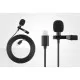 Clip On Lapel Microphone Hands Free Wired Condenser Mini Lavalier Mic 