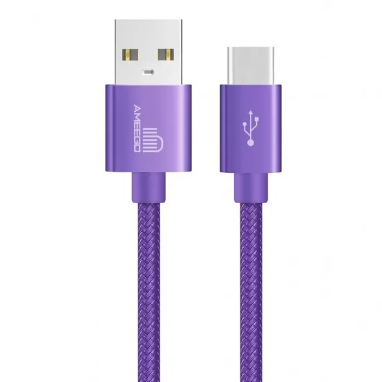 Nylon Braided Fast Charging USB Data Cable for Type-C Connector Wire 1M 2M 3M in 11 Colours   
